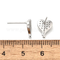 Сердце из латуни микро проложить кубического циркония шпильки уха EJEW-D304-35G