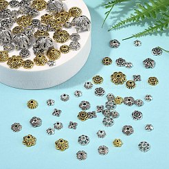100 шт. 10 стиля тибетских сплавных бусин-цветочков&nbsp;TIBE-YW0001-84