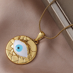 Ожерелья с подвеской от сглаза из нержавеющей стали 304 с белой эмалью&nbsp;VB8803