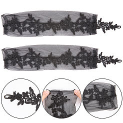 1 пара длинных перчаток без пальцев из полиэстера с цветочным узором AJEW-CY0001-60B