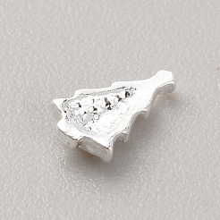 クリスマステーマの合金カボション  ネイルアートの装飾の付属品  銀  クリスマスツリー模様  7x4.5x1.5mm&nbsp;DIY-WH0430-074J-S