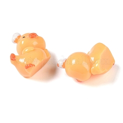 漫画かわいい樹脂3Dアヒルの置物  ホームオフィスのデスクトップ装飾用  オレンジ  33x37.5x22mm&nbsp;RESI-L042-01A