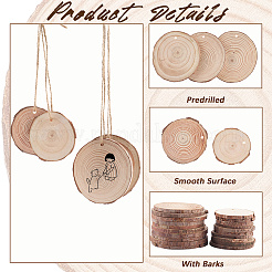 20 шт. 2 стиля плоские круглые необработанные подвески из деревянной щепы WOOD-CP0001-15