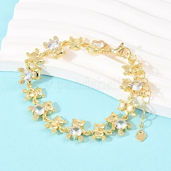 Браслеты-цепочки с микропаве из кубических цирконий из латуни для женщин&nbsp;BJEW-K248-05G