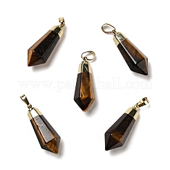 天然混合石尖ったペンダント  ゴールデントーン真鍮パーツ  弾丸  35~36.5x13~13.5x12mm  穴：5x7mm&nbsp;G-P474-02G