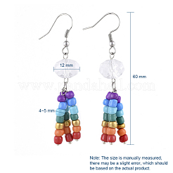 Pendientes de semillas de vidrio chakra cuelgan aretes&nbsp;EJEW-JE03996-M