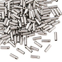 変色しにくい201ステンレススチールコードエンド  エンドキャップ  ステンレス鋼色  7x2mm  穴：1mm  内径：1.5mm&nbsp;X-STAS-E088-1.5mm