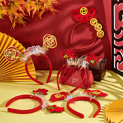 8 Stück 8 Stile chinesisches Neujahrsfest Vliesstoff Haarbänder&nbsp;OHAR-GA0001-07