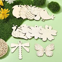 60 шт. 12 стиля пустые деревянные большие подвески&nbsp;WOOD-CJ0002-26