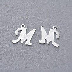 ステンレスペンダント201個  文字L  銀色のメッキ  文字.m  14x13x1mm  穴：1mm&nbsp;STAS-O098-03S-M