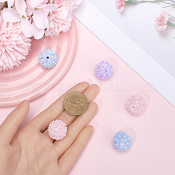 6 шт. 3-х цветные бусины-шарики из полимерной глины ручной работы со стразами CLAY-SC0002-14