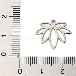 変色しない304ステンレススチールペンダント  レーザー切断  ステンレス鋼色  葉  15x17.5x1mm  穴：1mm&nbsp;STAS-S123-01P-03