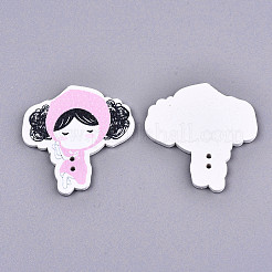 Набивные деревянные пуговицы WOOD-N008-017A