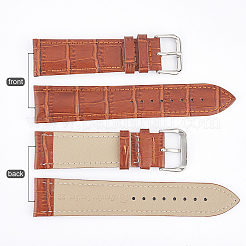 レザー時計バンド  304ステンレススチール留め具付き  シエナ  90~120x22x4~5mm&nbsp;WACH-GF0001-002C-02