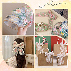 4.9~5 ярд полиэстеровой органзы с вышивкой и цветочной отделкой&nbsp;OCOR-CY0001-15B