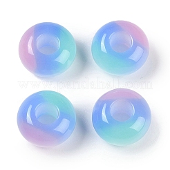 トリプルカラー樹脂ヨーロピアンビーズ  大穴ビーズ  模造キャットアイ  ロンデル  ミックスカラー  13.5x7.5mm  穴：5mm&nbsp;RESI-F055-06