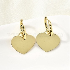 Латунные серьги-кольца в форме сердца&nbsp;EJEW-L261-022G