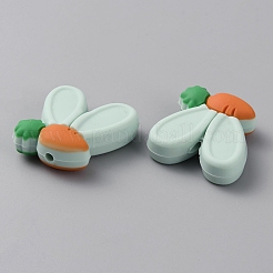Orecchie di coniglio con perline focali in silicone ecologico per uso alimentare alla carota&nbsp;SIL-SZC0003-05K