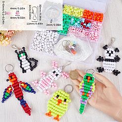 動物のキーホルダー作りキット  バレル樹脂大穴ビーズ含む  アイアンスプリットキーリング＆キーチェーンクラスプのパーツ  ミックスカラー  625個/箱&nbsp;DIY-SC0022-59