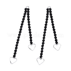 Латунная цепочка со стразами и большими подвесками в виде сердца KK-N216-420-02P