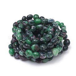 Braccialetti con perline elasticizzate con rubini naturali in zoisite&nbsp;BJEW-K213-C07