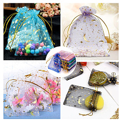 100 шт. подарочные пакеты из органзы с принтом звезд и луны 10 цветов&nbsp;OP-YS0001-02B