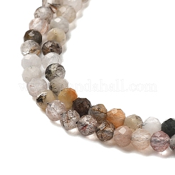 Нити бусин из натурального черного рутилированного кварца G-RM241221-B24