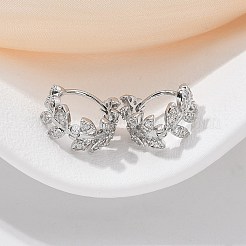 Серьги-кольца из латуни с прозрачным фианитом EJEW-Q014-01P