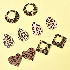 10 шт. 5 стиля подвески из непрозрачного акрила с леопардовым узором&nbsp;SACR-FS0001-33