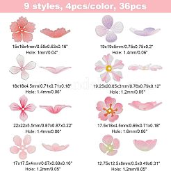 32種類のプラスチックビーズ8個  花  ミックスカラー  12~22x13.5~22x3~8mm  穴：1~1.4mm  4個/スタイル&nbsp;FIND-FH0004-06