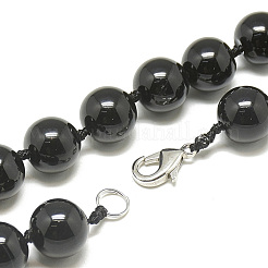 Natürlich gefärbte und erhitzte schwarze Achatperlenketten&nbsp;NJEW-S405-02