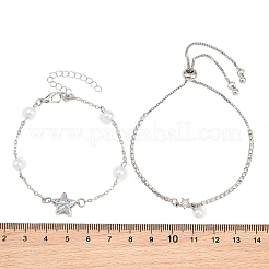 Armbandsets aus Messing mit klaren AB-Zirkonia&nbsp;KK-CBA6599-03P