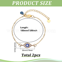 2 шт. браслеты с эмалированным сплавом от сглаза&nbsp;BJEW-ME00006