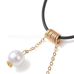 Круглая подвеска с кисточкой из искусственного жемчуга из АБС-пластика&nbsp;NJEW-JN05610-02