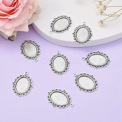 Тибетский стиль старинное серебро литые сеттинги кабошон плоский овал подвесные TIBEP-M022-19AS