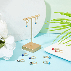 5 пара двухцветных эмалевых сережек-колец с подвесками от сглаза&nbsp;EJEW-AR0001-04