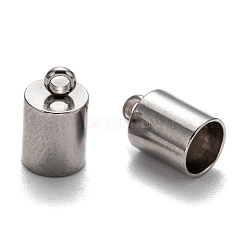 変色しにくい304ステンレススチールコードエンド  エンドキャップ  ステンレス鋼色  10x6mm  穴：2mm  内径：5mm&nbsp;X-STAS-M250-05