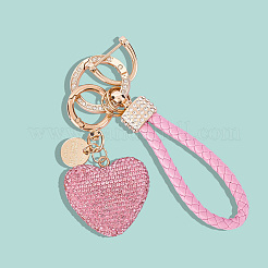2 Stück 2 Stile PU-Leder und Legierung Strass geflochten Schlüsselanhänger & Anhänger Dekorationen&nbsp;KEYC-CN0001-11B