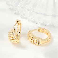 Серьги-кольца из латуни с прозрачным фианитом EJEW-Q016-05G