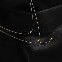 304 нержавеющая сталь круглые шарики двухслойные Y ожерелья для женщин FS-WG4AF00-02