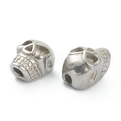 304ステンレススチールビーズ  スカル  アンティークシルバー  8x5.5x5.5mm  穴：1.3mm&nbsp;STAS-I181-006AS