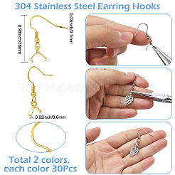 60 шт. 2-х цветные крючки для сережек из нержавеющей стали 304&nbsp;STAS-SC0010-73