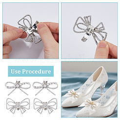 4 stücke 2 arten bowknot legierung kristall strass schuh dekorationen&nbsp;FIND-HS0002-07P