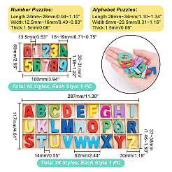 Деревянные пазлы с алфавитом и числами для малышей AJEW-PH0004-29B