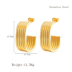 Стильные многослойные серьги-гвоздики в форме буквы С из нержавеющей стали 304 RT9970