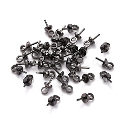 真鍮製カップペグベイルペンダント  片穴ビード用  ガンメタ色  7x3mm  穴：1.5mm  ピン：0.5mm  100個/袋&nbsp;KK-Z018-01B-B