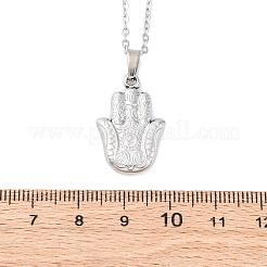 Colliers avec pendentif main de Fatima en acier inoxydable 304&nbsp;NJEW-H059-01P