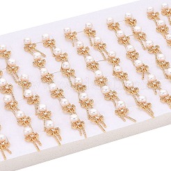 Boucles d'oreilles pendantes en laiton serties de micro-pavés de zirconiums cubiques transparents&nbsp;PEAR-N020-JY04