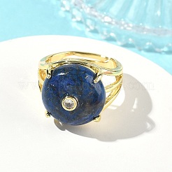 Bracciale aperto in ottone con micro pavé di zirconi cubici (colore casuale).&nbsp;RJEW-D347-02G-08
