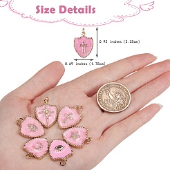 6 шт. 6 стиля настоящие 18k позолоченные латунные микро проложить прозрачные кубические циркониевые эмалевые подвески ZIRC-SZ0001-36A